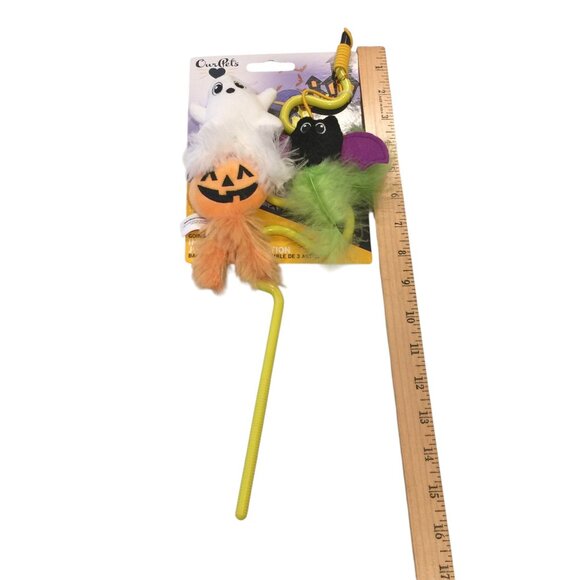 OURPETS Halloween Going Batty Wiggle Wand 3 Pack Catnip Ghost Bat Jack o Lantern - Picture 4 of 4